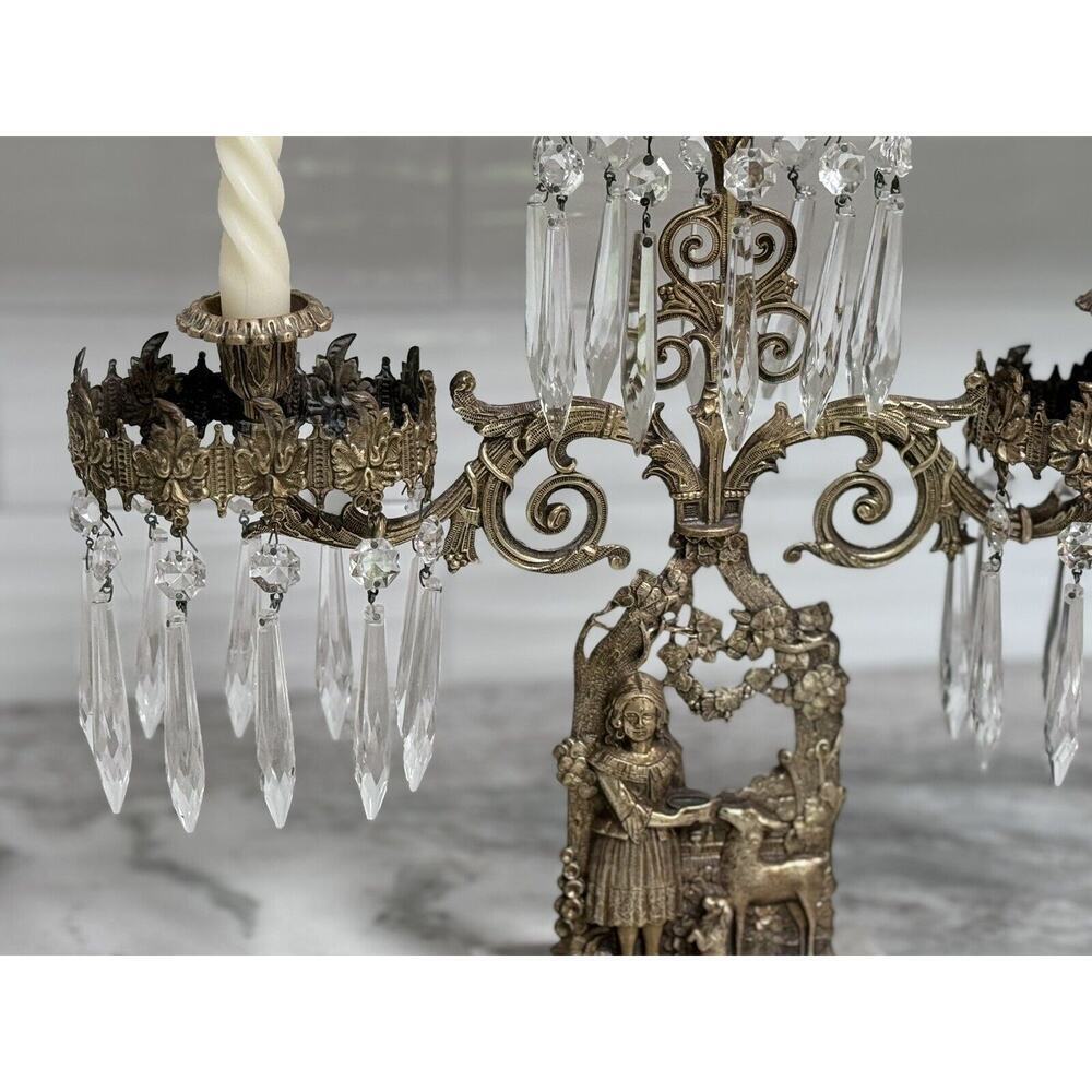 Antique Victorian Brass And Marble 3-Arm Candelabra Large - Picture 6 of 13